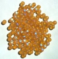 100 6mm Transparent Matte Topaz AB Round Beads